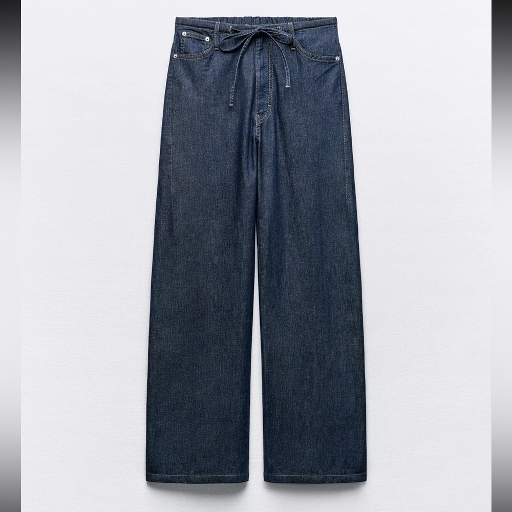 Zara Flowy Soft Dark Blue Jeans with Draw String